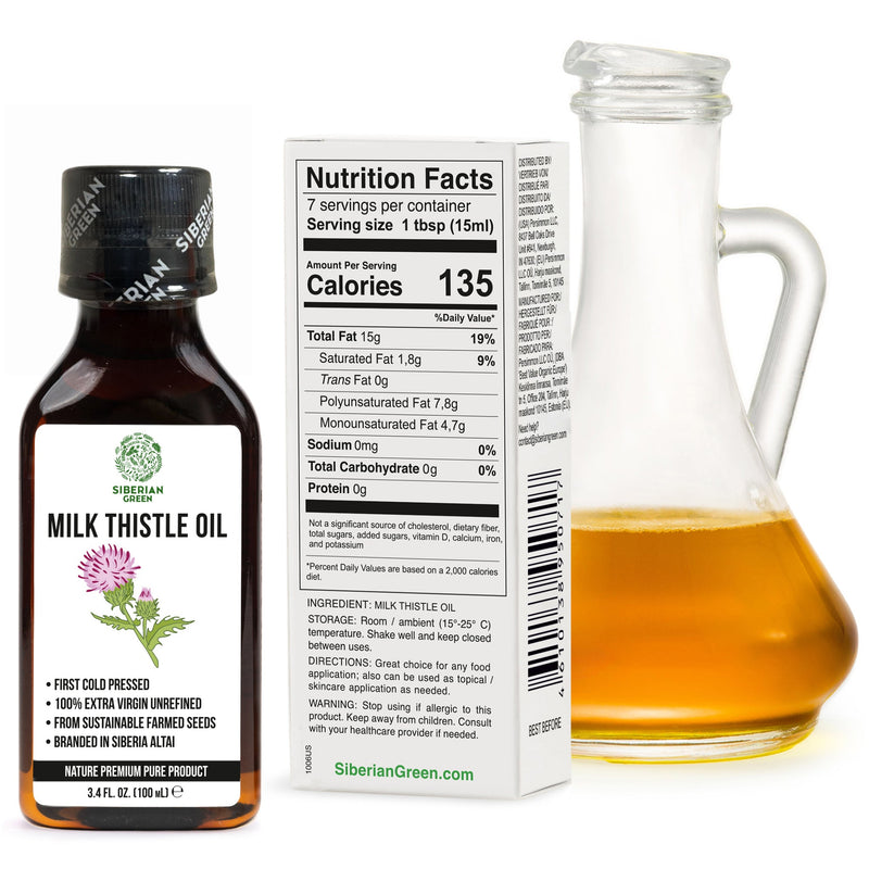SiberianGreen.com Milk Thistle Oil 100ml | Best Silymarin Supplement for Health Cooking Oils