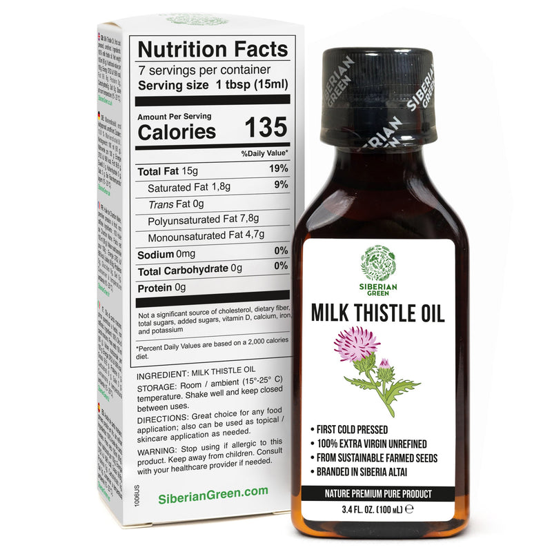 SiberianGreen.com Milk Thistle Oil 100ml | Best Silymarin Supplement for Health Cooking Oils