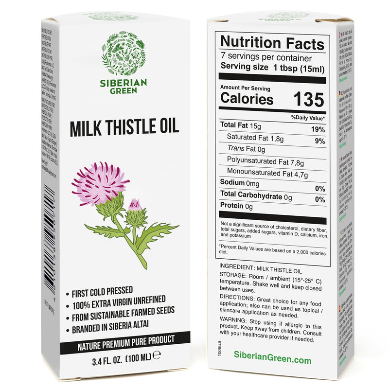 SiberianGreen.com Milk Thistle Oil 100ml | Best Silymarin Supplement for Health Cooking Oils