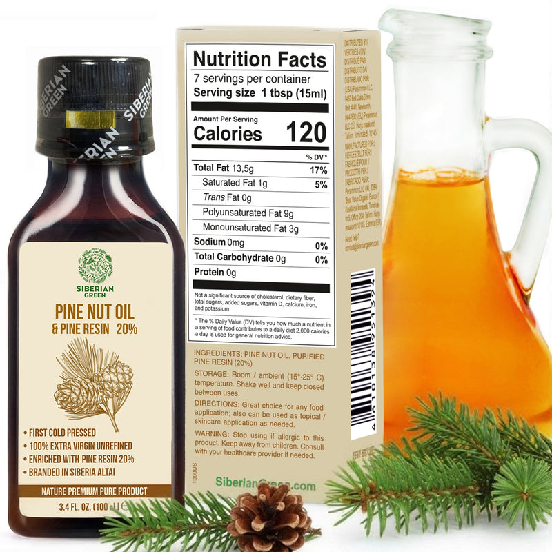 Siberian Pine Nut Oil with Cedar Resin – 100 ml for Immune Support & Digestive Health