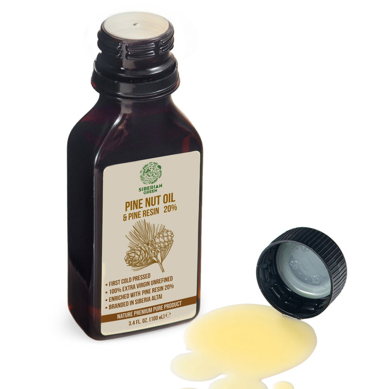 SiberianGreen.com Siberian Pine Nut Oil with Cedar Resin – 100 ml for Immune Support & Digestive Health Cooking Oils