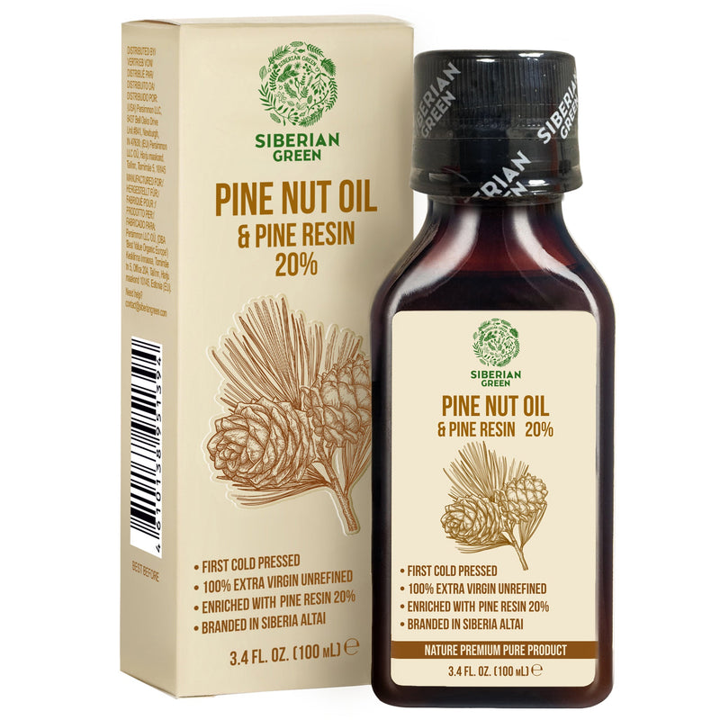 SiberianGreen.com Siberian Pine Nut Oil with Cedar Resin – 100 ml for Immune Support & Digestive Health Cooking Oils