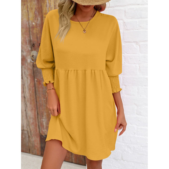 Round Neck Lantern Sleeve Mini Dress