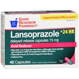 Good Neighbor Pharmacy GNP Lansoprazole 15 mg Delayed-Release Capsules (Acid Reducer, 42 Count) Medicine & Drugs