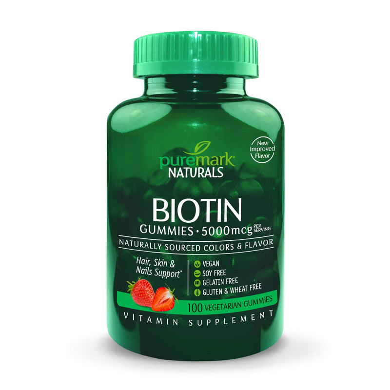 Puremark Puremark Naturals, Biotin, 5000 Mcg, 100 Vegetarian Gummies Vitamins & Supplements White Smoke