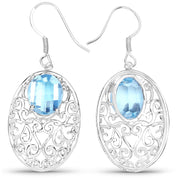 Bids.com 10.72 Carat Genuine Blue Topaz .925 Sterling Silver Earrings Earrings