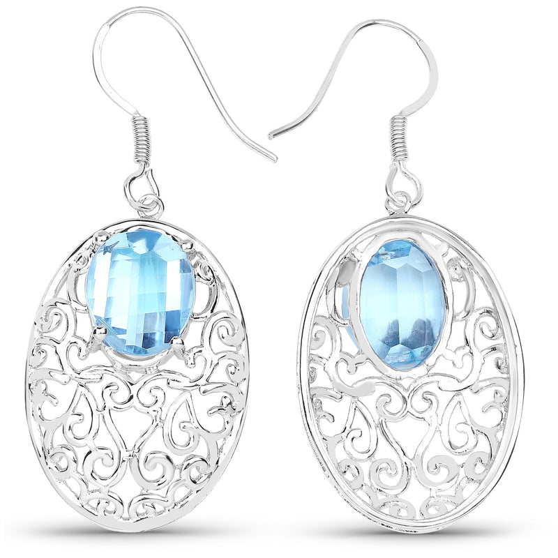 Bids.com 10.72 Carat Genuine Blue Topaz .925 Sterling Silver Earrings Earrings