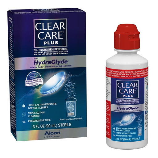 Clear Care Clear Care Plus, Cleaning & Disinfecting Solution, With Hydraglyde, 3% Hydrogen Peroxide, 3 Fl Oz Personal Care