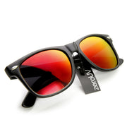 zeroUV Retro Matte Black Horned Rim Flash Colored Lens Sunglasses 58mm 8025 Sunglasses