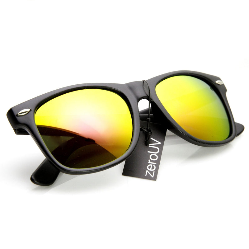 zeroUV Retro Matte Black Horned Rim Flash Colored Lens Sunglasses 58mm 8025 Sunglasses