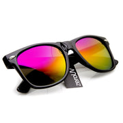 zeroUV Retro Matte Black Horned Rim Flash Colored Lens Sunglasses 58mm 8025 Sunglasses