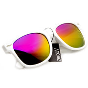 zeroUV Retro Matte Black Horned Rim Flash Colored Lens Sunglasses 58mm 8025 Sunglasses