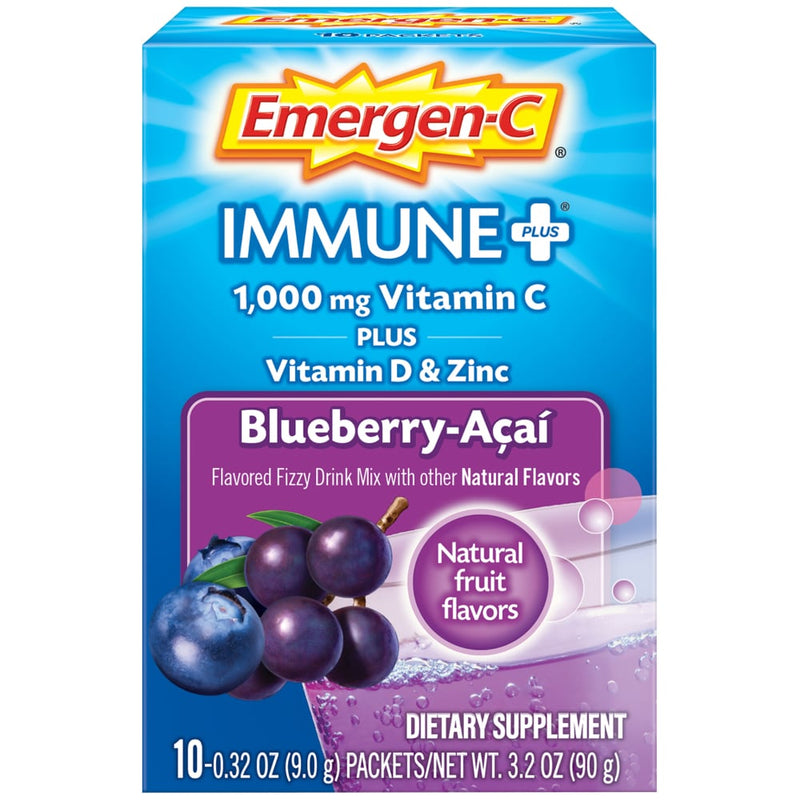 Emergen-C Emergen-C Flavored Fizzy Drink Mix, Immune Plus, Blueberry Acai Vitamins & Supplements Deep Sky Blue
