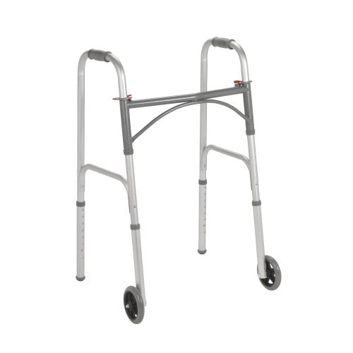 Drive Medical Drive Medical Two Button Folding Steel Walker With 5" Wheels Walkers
