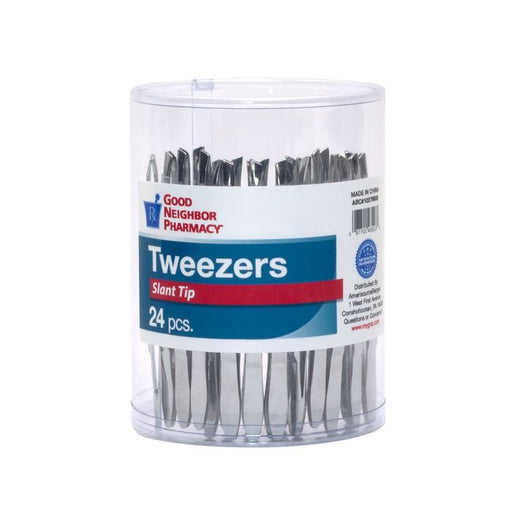 Good Neighbor Pharmacy GNP Slant Tip Tweezers Display Drum (24 Count) Tweezers