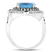 Bids.com 5.84 Carat Genuine Multi Stones .925 Sterling Silver Ring Rings