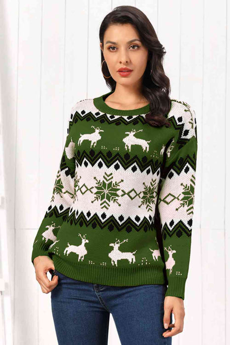 Reindeer Round Neck Sweater by VYSN