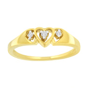 Bids.com 10KT Yellow Gold 1/20 cttw Diamond Triple Heart Diamond Ring (K-L, I1-I2) - Size 7 Rings