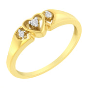Bids.com 10KT Yellow Gold 1/20 cttw Diamond Triple Heart Diamond Ring (K-L, I1-I2) - Size 7 Rings