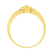 Bids.com 10KT Yellow Gold 1/20 cttw Diamond Triple Heart Diamond Ring (K-L, I1-I2) - Size 7 Rings