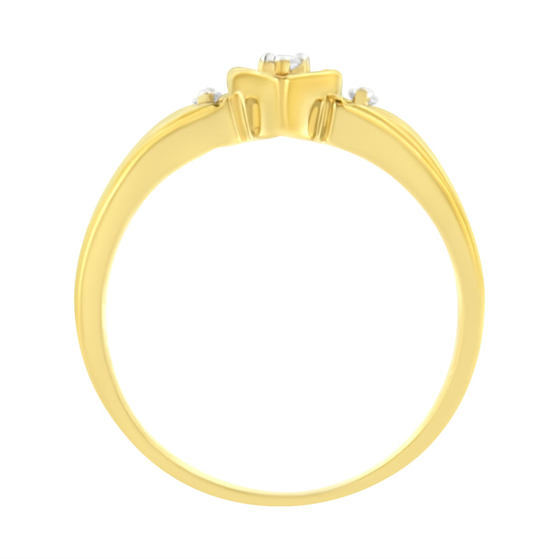 Bids.com 10KT Yellow Gold 1/20 cttw Diamond Triple Heart Diamond Ring (K-L, I1-I2) - Size 7 Rings