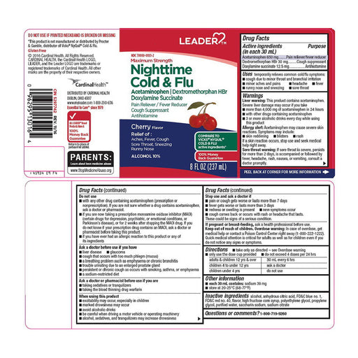 Perrigo Perrigo Leader Night-Time Cold & Flu Liquid Cherry 8oz Medicine & Drugs