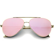 zeroUV Retro Modern Mirrored Flat Lens Metal Aviator Sunglasses A318 Sunglasses