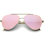 zeroUV Retro Modern Mirrored Flat Lens Metal Aviator Sunglasses A318 Sunglasses