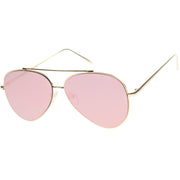 zeroUV Retro Modern Mirrored Flat Lens Metal Aviator Sunglasses A318 Sunglasses