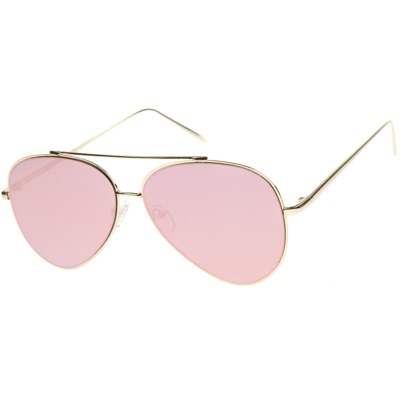 zeroUV Retro Modern Mirrored Flat Lens Metal Aviator Sunglasses A318 Sunglasses