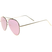 zeroUV Retro Modern Mirrored Flat Lens Metal Aviator Sunglasses A318 Sunglasses