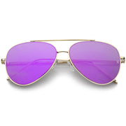 zeroUV Retro Modern Mirrored Flat Lens Metal Aviator Sunglasses A318 Sunglasses