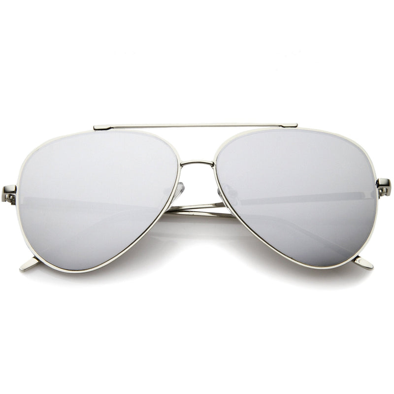 zeroUV Retro Modern Mirrored Flat Lens Metal Aviator Sunglasses A318 Sunglasses