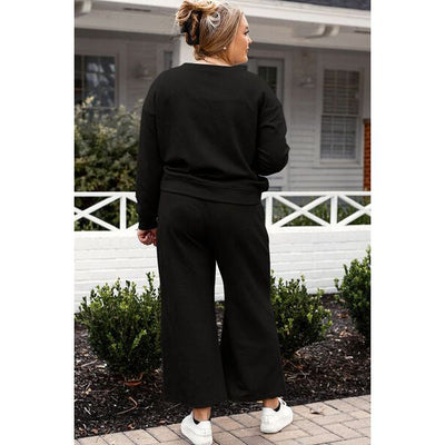 Double Take | Textured Long Sleeve Top and Drawstring Pants Set