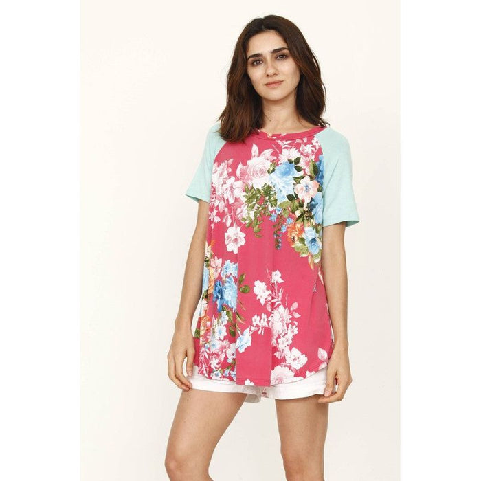 Raglan Sleeve Floral Tunic Top