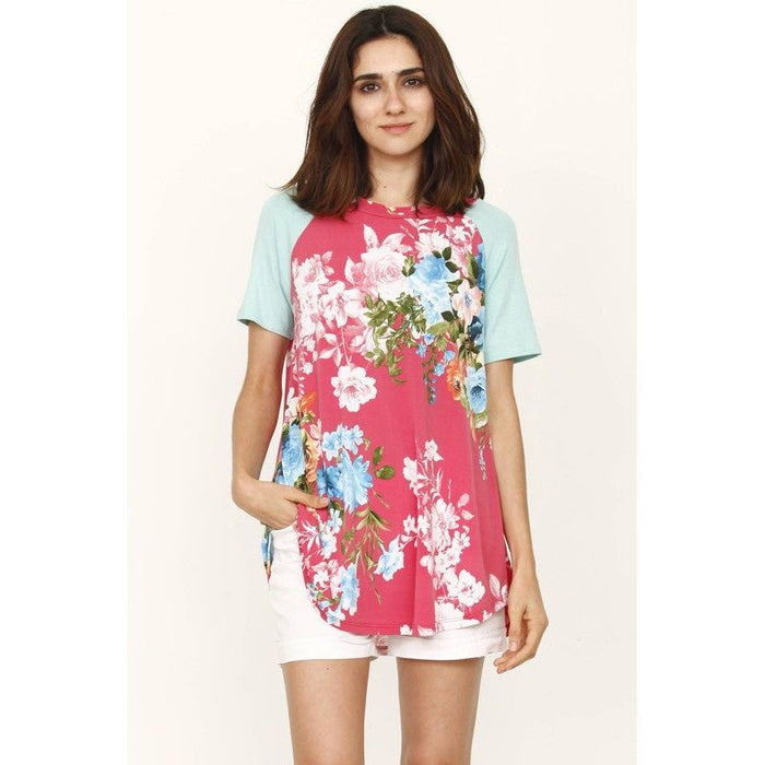 Raglan Sleeve Floral Tunic Top