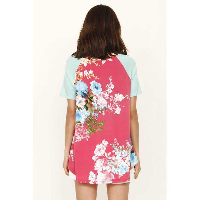 Raglan Sleeve Floral Tunic Top