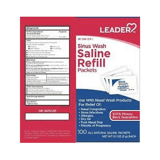 Leader Leader Sinus Wash Saline Refill Packets - 100ct Medicine & Drugs White Smoke
