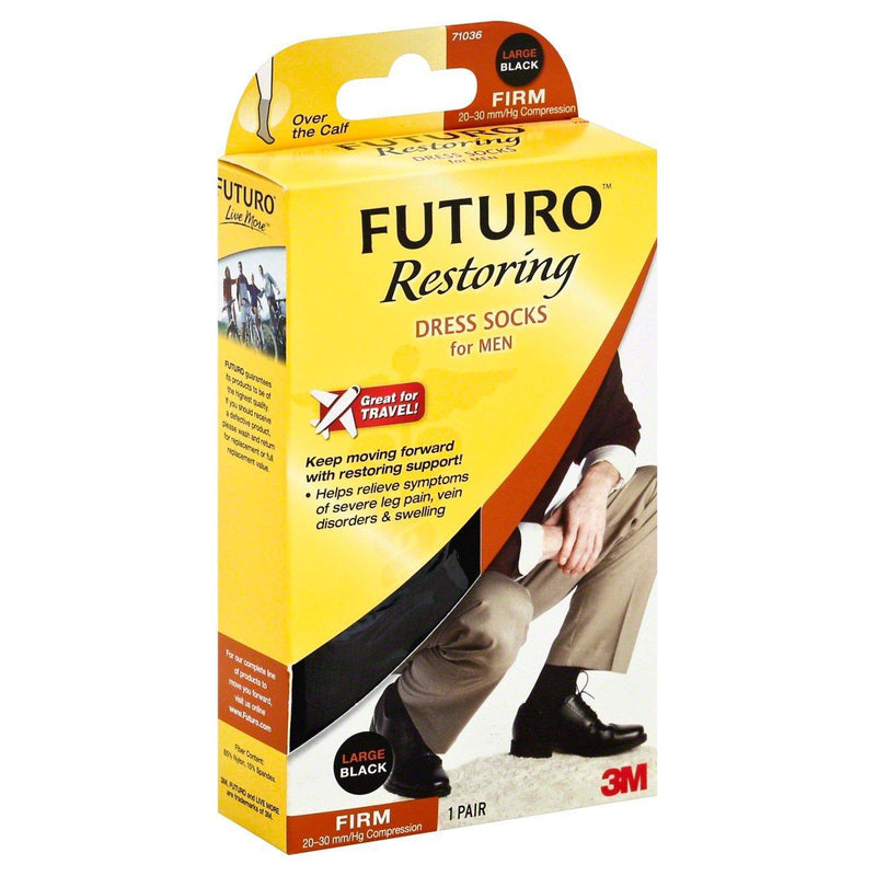 Futuro Futuro Restoring Dress Socks For Men Large Black Firm Compression Personal Care