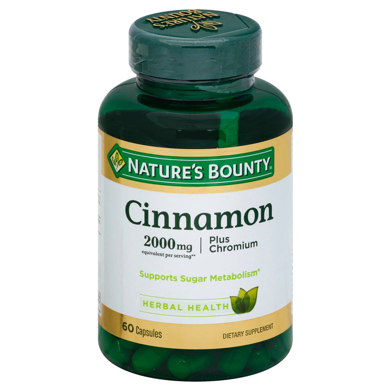 Nature's Bounty Nature's Bounty High Potency Cinnamon, 2000 Mg Plus Chromium Dietary Supplement Capsules Vitamins & Supplements