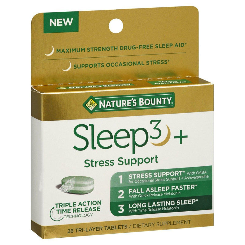 Nature's Bounty Nature's Bounty Sleep 3 + Stress Support Tri-Layer Tablets Vitamins & Supplements Antique White