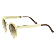 zeroUV Women's Indie Round Metal Laser Cut Mesh Cat Eye 9432 Sunglasses