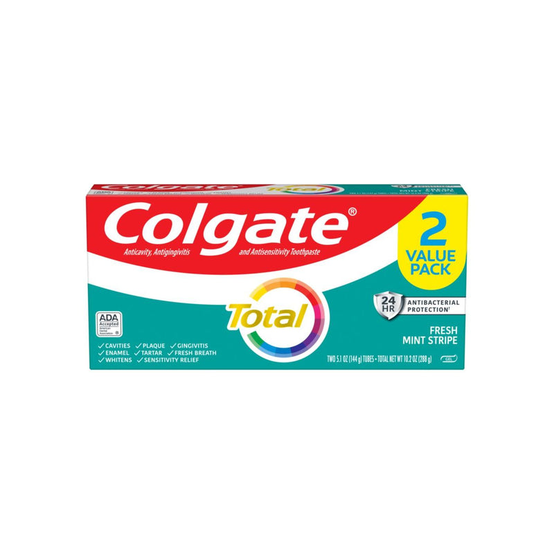 Colgate Colgate Toothpaste, Fresh Mint Stripe, 2 Value Pack, Gel Toothpaste