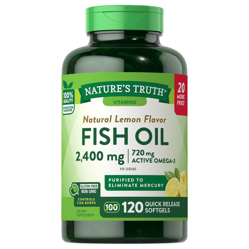 Nature's Truth Nature's Truth Fish Oil, 2400 Mg, Quick Release Softgels, Natural Lemon Flavor Vitamins & Supplements