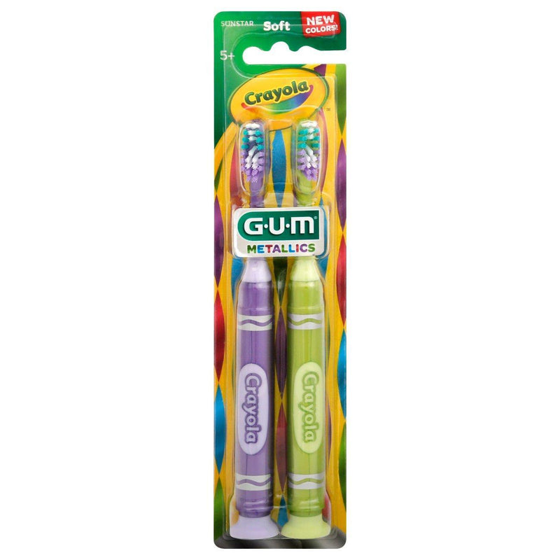 GUM GUM Crayola Toothbrushes, Soft, Metallics Toothbrushes