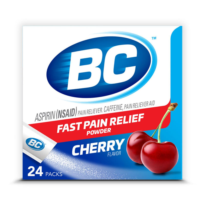 BC BC Powder Cherry Pain Reliever – Fast-Acting 845mg Aspirin & 65mg Caffeine – 24 Individual Stick Packs Medicine & Drugs