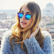 zeroUV Retro Horned Rim Half Frame Flash Mirror Lens Sunglasses 9309 Sunglasses