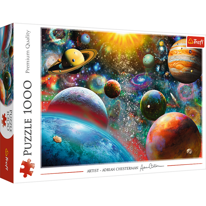 Cosmos Solar System Puzzle with Comets, Asteroids and Galaxies