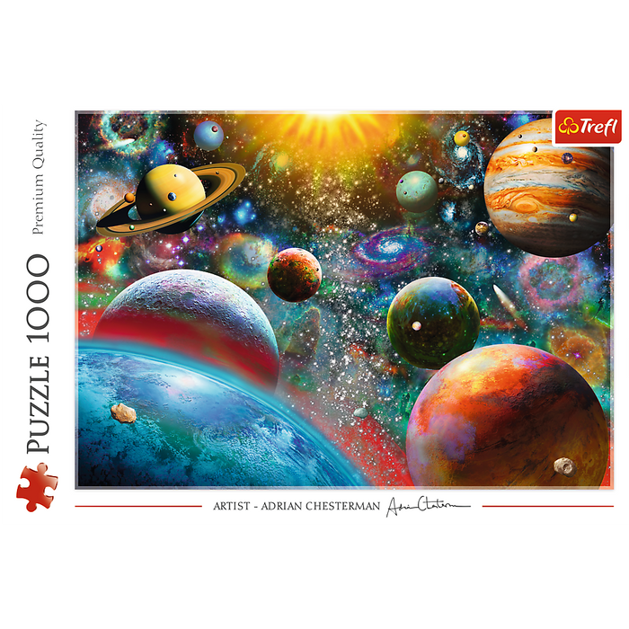 Cosmos Solar System Puzzle with Comets, Asteroids and Galaxies