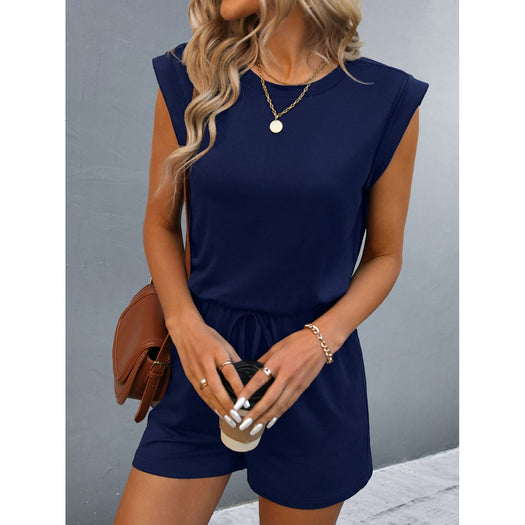 Round Neck Cap Sleeve Romper